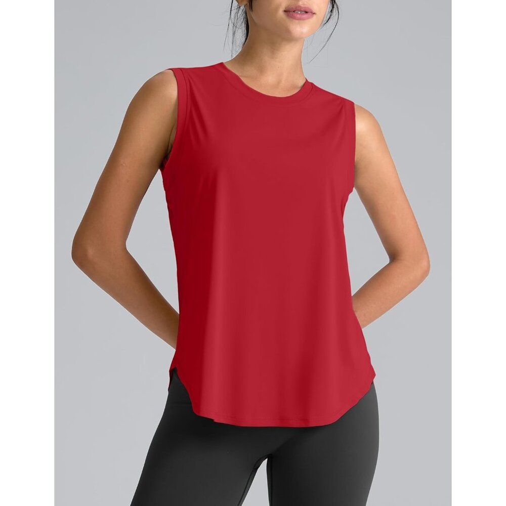 〽️Women's Red Pull Over Sleeveless Breathable Running Yoga Tennis Tank Top